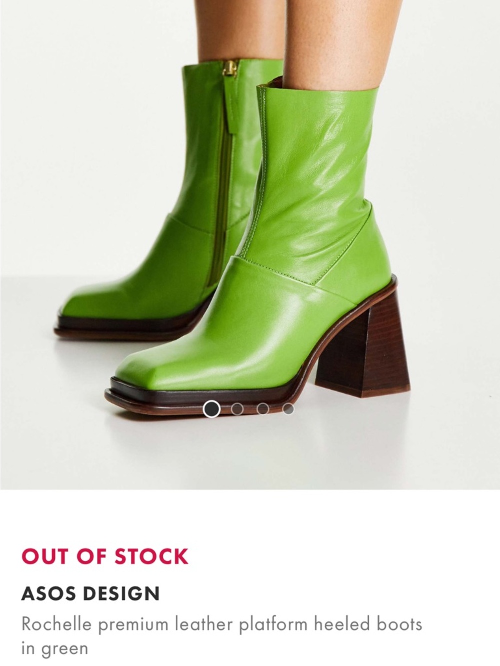 Rochelle Green Leather Platform Heeled Boots